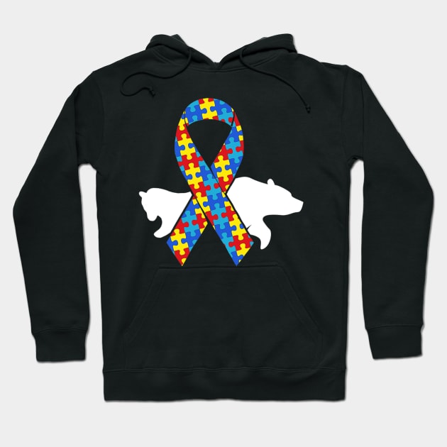 Mama Bear Autism Awareness Puzzle Piece Support Autistic Hoodie by ShariLambert